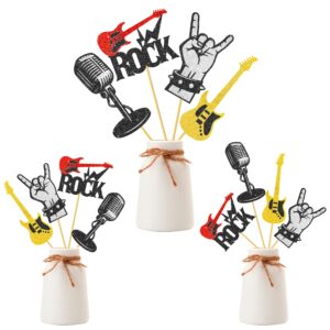 12pcs rock and roll centerpiece sticks glitter rock music party centerpieces for table rock and roll party table toppers for born to rock party rockstars birthday party baby shower supplies