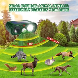 Solar Ultrasonic Animal Repellent Outdoor,Deer Repellent Cat Deterrent with Motion Sensor & Flashing Light Animal Repeller to Repel Dog Squirrel Rabbit Raccoon Skunk Coyote Out of Yard Garden (4)