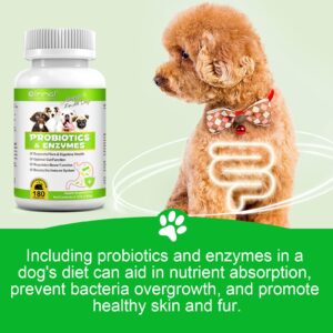 Probiotics for Dogs, 180 Chews Dog Probiotics and Digestive Enzymes, Promotes Gut Health, Dog Probiotics for Bowel Support, Immunity Health