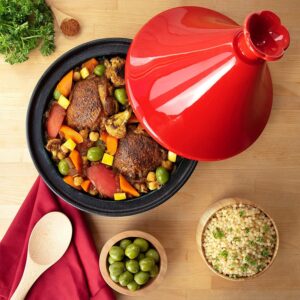 Xgxoz Tagine Cast Iron 4 Qt Cooker Pot Tajine Cooking Enameled Ceramic Lid- 500 F Oven Safe Dish W Large Capacity Cone Shaped Lid High Quality Cookware Gift