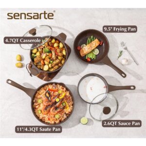 SENSARTE Nonstick Cookware Set 13-Piece, Healthy Pots and Pans Set Non-toxic Kitchen Cooking Set with Granite Coating, Stay-Cool Handles, Silicone Utensils and Pot Protectors, PFOA Free