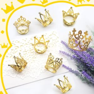 Benvo 40 Pcs Gold Crown Cake Topper Pearl Rhinestone Mini Crowns Small Diamond Tiaras for Flower Bouquet Cupcake Centerpieces Decoration of Girl Lady Bridal Wedding Birthday Party, 4 Crown Designs