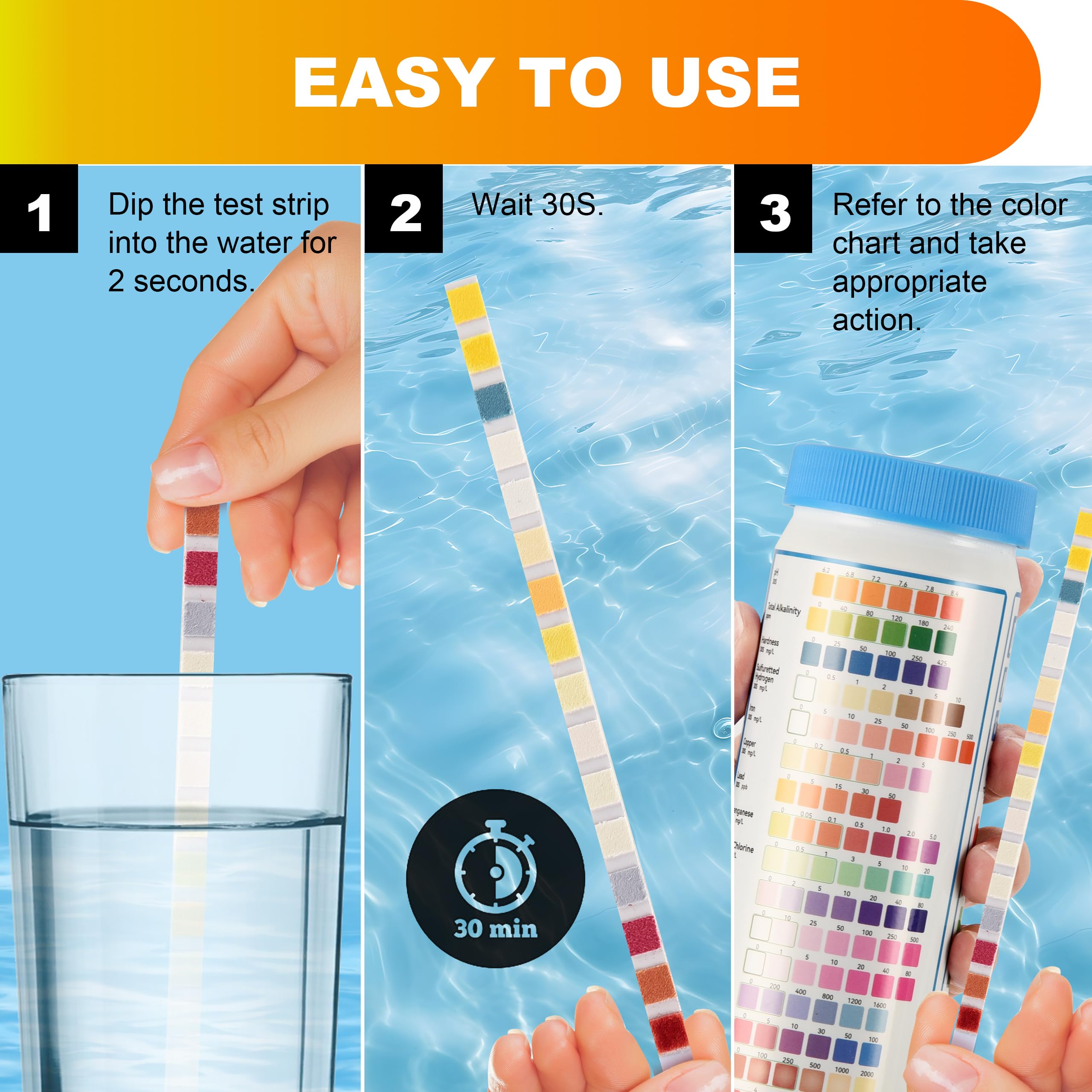 AAwipes Complete Water Testing Kits for Drinking Water 100 Strips + 2 Bacteria Tester Kits 17 in 1 Well, Tap, Drinking Water, City Water Testing Strips (100)