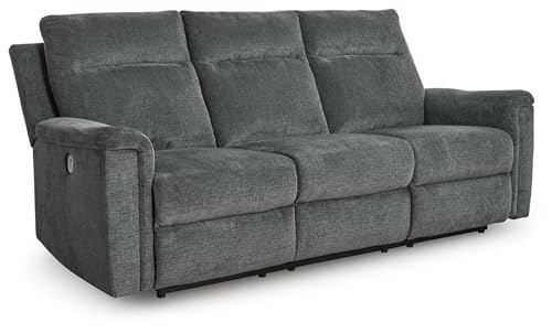 Signature Design by Ashley Barnsana Minimalist Power Reclining Sofa with USB Charging Ports, Gray