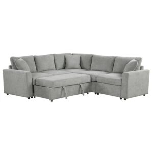 Extra Wide Deep Seat Convertible Sleeper Sectional Sofa Pull Out Couch Bed , L Shaped Upholstered Reversible Corner Lounge Sofabed , 2 IN 1 Pullout Sofa&Couches with Thicked Cushions for Living Room