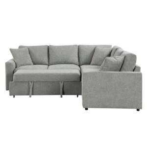 Extra Wide Deep Seat Convertible Sleeper Sectional Sofa Pull Out Couch Bed , L Shaped Upholstered Reversible Corner Lounge Sofabed , 2 IN 1 Pullout Sofa&Couches with Thicked Cushions for Living Room