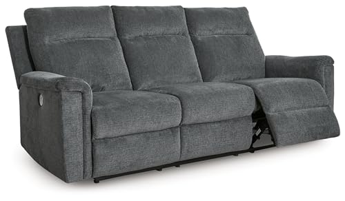 Signature Design by Ashley Barnsana Minimalist Power Reclining Sofa with USB Charging Ports, Gray