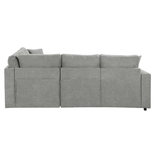 Extra Wide Deep Seat Convertible Sleeper Sectional Sofa Pull Out Couch Bed , L Shaped Upholstered Reversible Corner Lounge Sofabed , 2 IN 1 Pullout Sofa&Couches with Thicked Cushions for Living Room