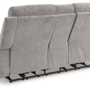 Signature Design by Ashley Barnsana Minimalist Power Reclining Loveseat with Console and USB Charging Ports, Light Gray