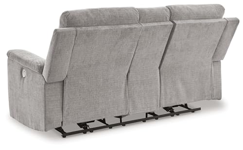 Signature Design by Ashley Barnsana Minimalist Power Reclining Loveseat with Console and USB Charging Ports, Light Gray