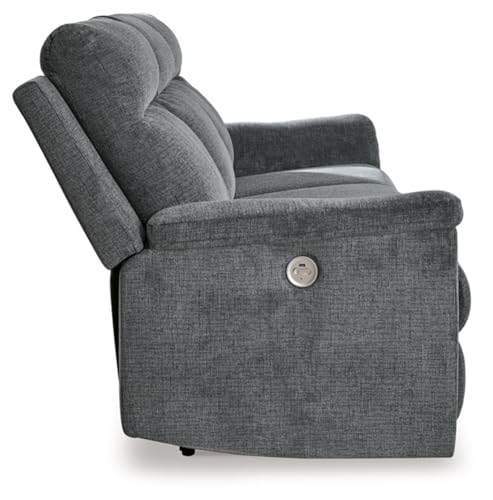 Signature Design by Ashley Barnsana Minimalist Power Reclining Sofa with USB Charging Ports, Gray