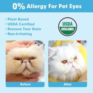 PICE PET Hypoallergenic Eye Wipes for Dog & Cats, Plant-Based Tear Stain Remover for Discharge, Crust, Allergies, Itching, Unscented,100 Count