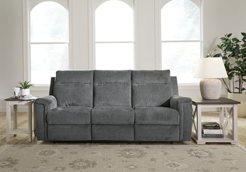 Signature Design by Ashley Barnsana Minimalist Power Reclining Sofa with USB Charging Ports, Gray