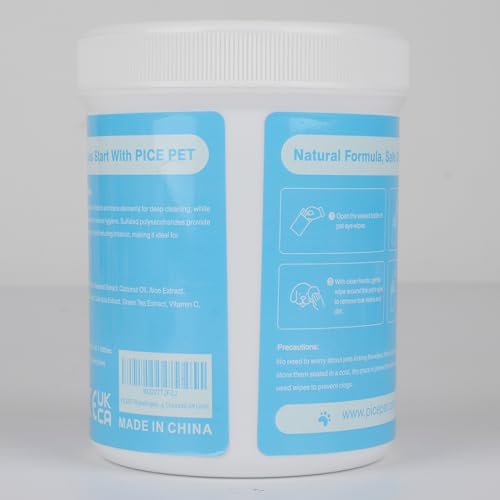 PICE PET Hypoallergenic Eye Wipes for Dog & Cats, Plant-Based Tear Stain Remover for Discharge, Crust, Allergies, Itching, Unscented,100 Count