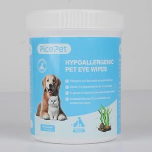 PICE PET Hypoallergenic Eye Wipes for Dog & Cats, Plant-Based Tear Stain Remover for Discharge, Crust, Allergies, Itching, Unscented,100 Count