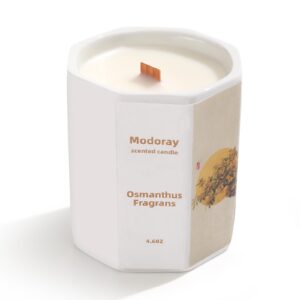 modoray scented candle,osmanthus scented candle,candles for home scented, soy & coconute wax,wood wick candle,crackling candle,gift for woman man