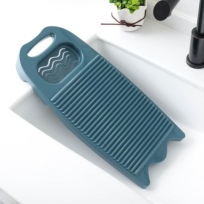 Hand Washing Board-Portable Hand Washing Clothes Tool,Household Hand Washing Board with Soap Holder(17.7x7.9x1.9inches) (Dark Blue)