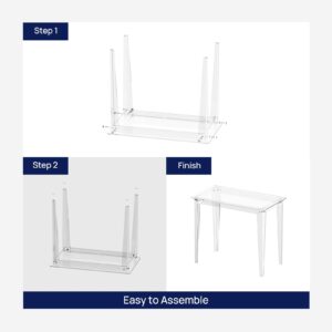 HMYHUM Small Acrylic Computer Desk, 35.4 Inch, Clear Study Desk for Home Office, Writing, Vanity, Modern, Easy Assembly, 19.7" W x 29.5" H, Right-Angle Legs Design