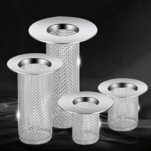 Multifunctional Stainless Steel Floor Drain Filter Mesh Filter Hair Bathroom Kitchen Sink Anti-Blocking Strainer Shower Bathtub Hair Catcher Sink Drain Stopper Shower Drain Hair