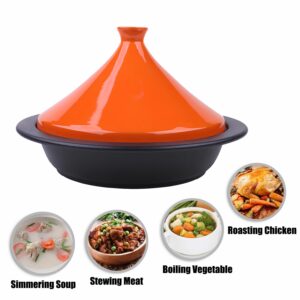 Xgxoz Enameled Cast Iron Tagine Pot Ceramic Tajine Cooking Pot with Ceramic Lid, for Stew Casserole Slow Cooker