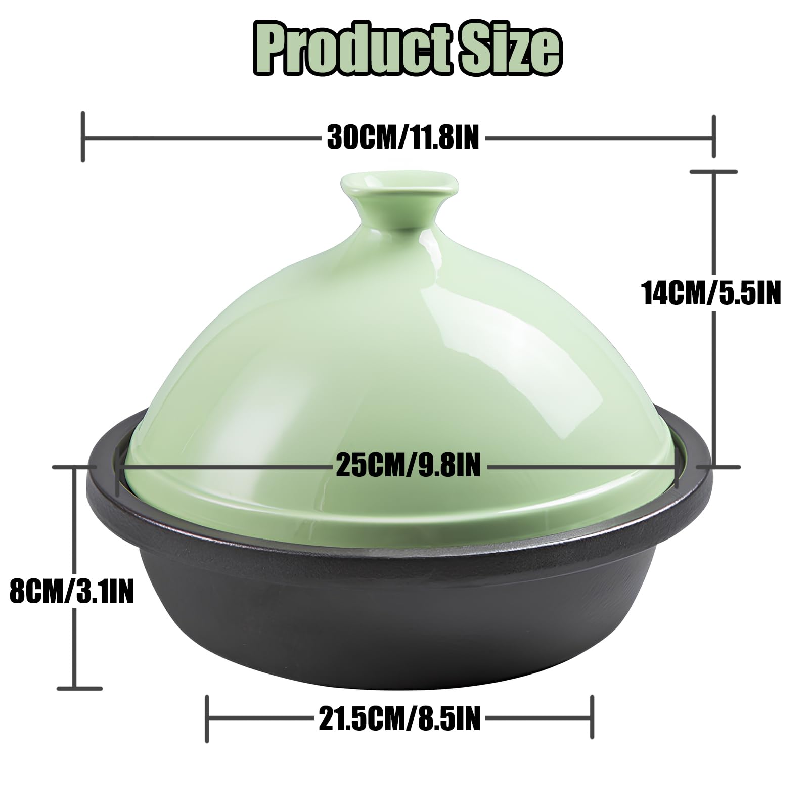 Xgxoz Enameled Cast Iron Tajine Cooking Pot Tajine with Base And Ceramic Lid Ceramic Cooking Pot for Home Kitchen Restaurant