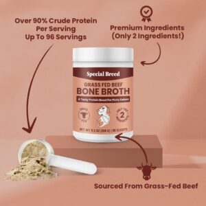 Special Breed Bone Broth Powder for Dogs and Cats - Dog and Cat Food Topper, Grass Fed Beef Broth Supplement, 9.5 oz