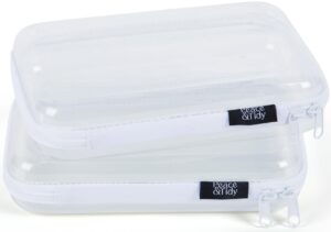 peace & tidy hard-sided storage case, clear & white