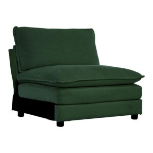 mikibama armless deep seat 1 seater chenille fabric sofa, free combination to make multiple seats of sofas, evergreen