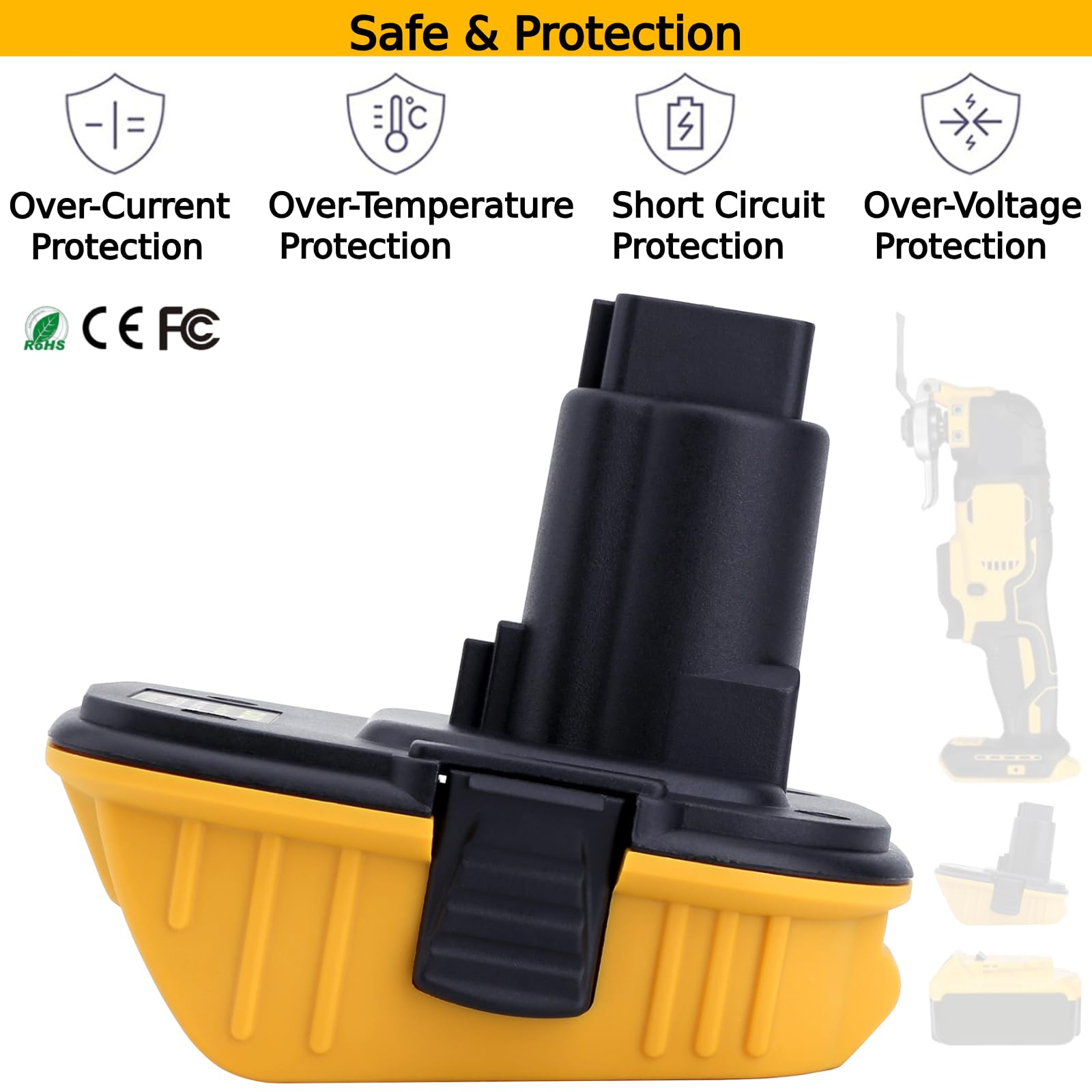 Tulepowceeng 2 Packs DCA1820 Battery Adapter Compatible with Dewalt 18V Tools, Convert Compatible with Dewalt 20V Lithium Batteries DCB203 DCB204 DCB206 to Work with 18V Cordless Power Tools