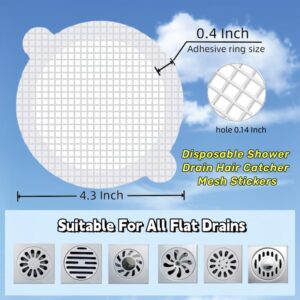 50 Pack, Banhey Round Disposable Shower Drain Hair Catcher, Floor Drain Sticker,Bathroom, Laundry Room, Bathtub, Kitchen, Sink, Drain Cover for Human and Pet Hair (50 PCS)