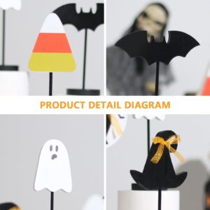 JIALEIXI Halloween Decorations, 6PCS Wooden Sign Tabletop Centerpieces Decorations Include Ghost/Bat/Black Cat/Witch Hat, for Home Farmhouse Indoor Party Decor.