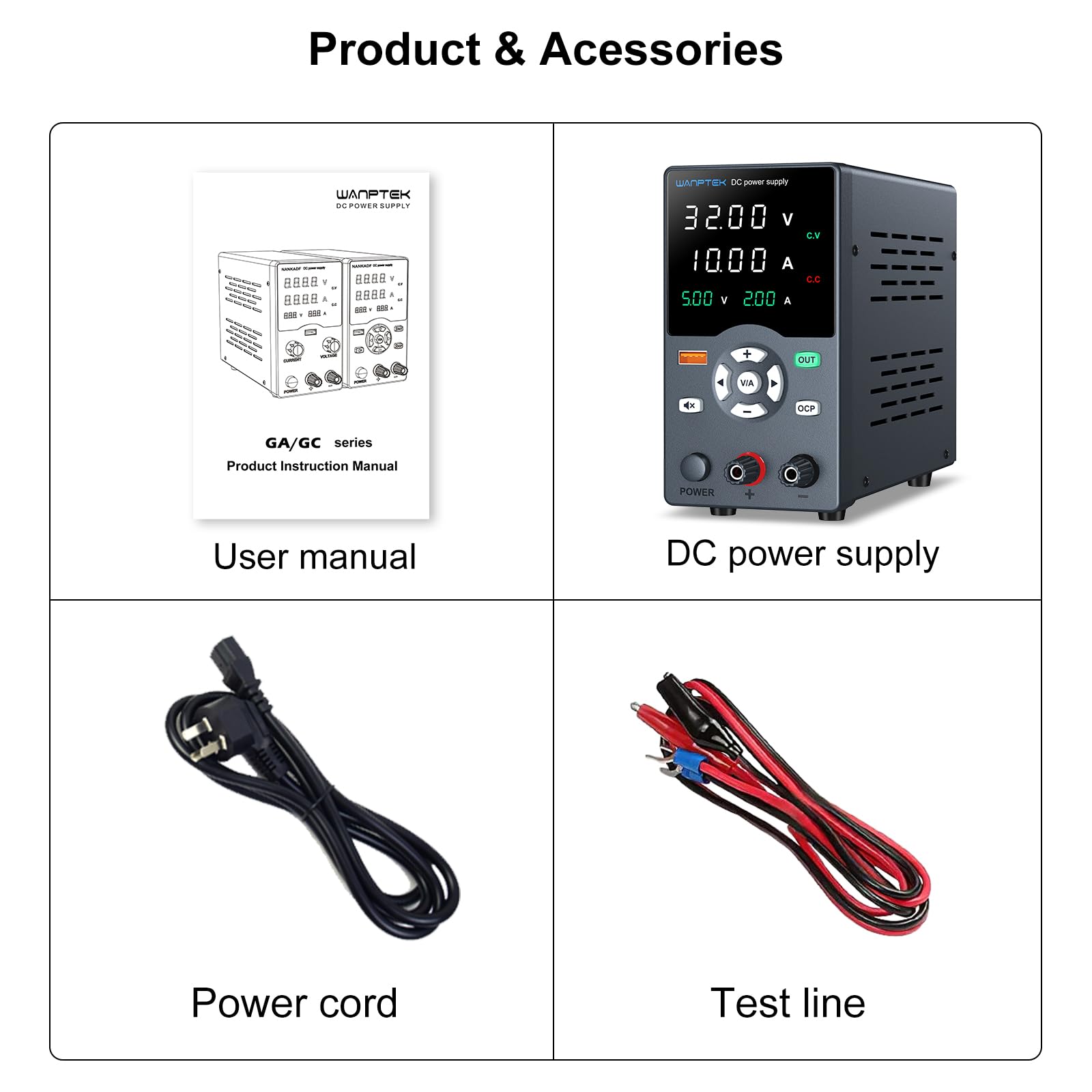 DC Power Supply Variable, Bench Power Supply with Precise Voltage & Current Setting Button, Variable Power Supply with Output Button, USB Fast Charging Port, OCP Short Circuit Alarm (30V 10A Black)