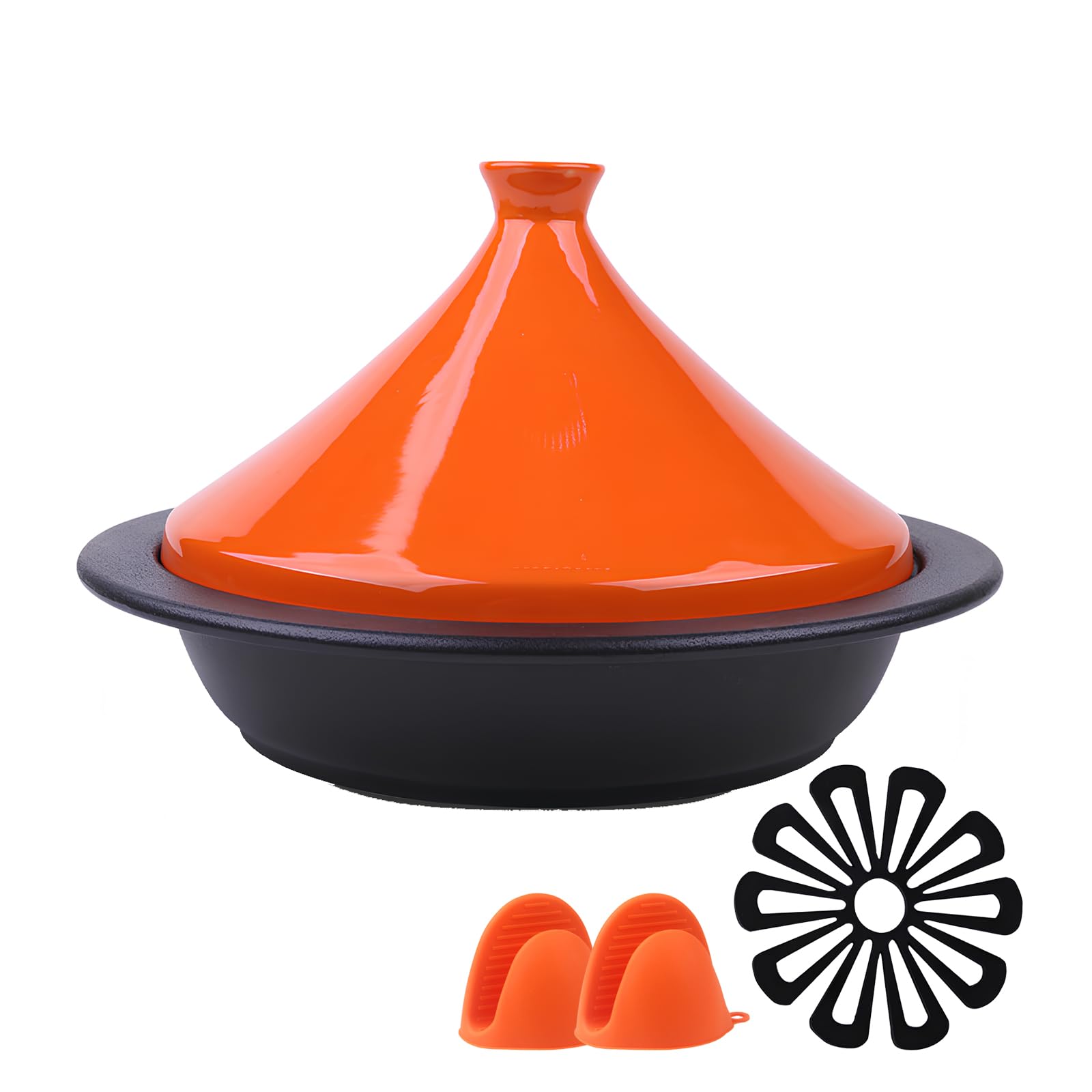 Xgxoz Enameled Cast Iron Tagine Pot Ceramic Tajine Cooking Pot with Ceramic Lid, for Stew Casserole Slow Cooker