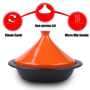 Xgxoz Enameled Cast Iron Tagine Pot Ceramic Tajine Cooking Pot with Ceramic Lid, for Stew Casserole Slow Cooker