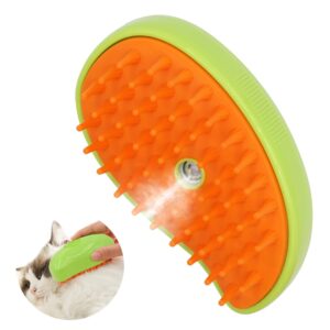 cat steam brush for shedding, 3 in 1 cat steamy brush - cat hair brush/bath brush/cat massager for indoor cats, misty brush cat comb with steam, multifunctional pet steaming brush