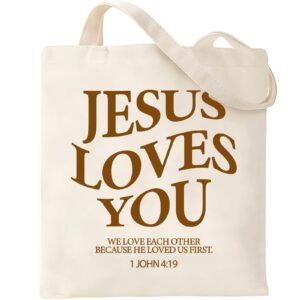 haukea bible canvas tote bags for women cute christian gifts tote bag with zipper pockets cotton graphic tote church bags