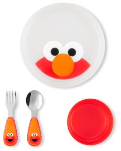 skip hop x sesame street toddler feeding 4-piece mealtime set, elmo