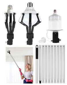 hveryppy light bulb changer for high ceilings, light bulb changer with baskets and suction cup, 13ft assembled light bulb extension pole changer,high reach light bulb changer for household