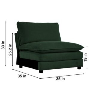 mikibama Armless Deep Seat 1 Seater Chenille Fabric Sofa, Free Combination to Make Multiple Seats of Sofas, Evergreen