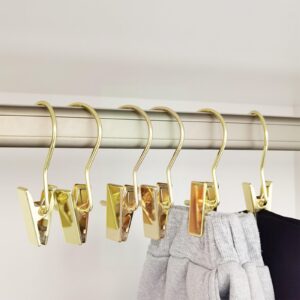 10Pcs Gold Boot Clips for Hanging, Single Clip Hangers, Boot Clips, Sock Clips, Laundry Hooks, Hat Clips for Hanging, Clothes Clips for Hanging Clothes, Premium Clothes Pins, Boot Hangers for Closet