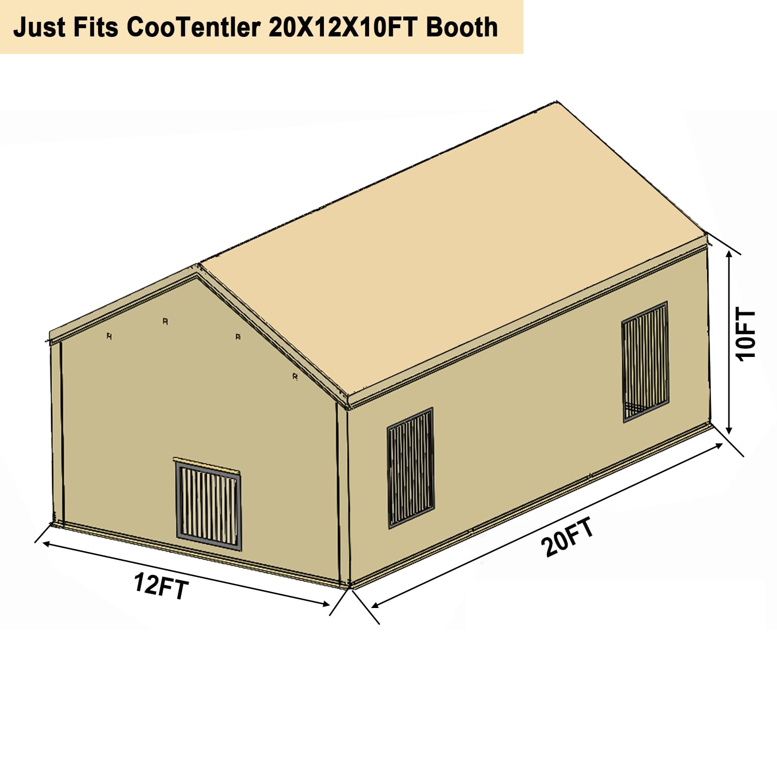 CooTentler 20x12x10FT Portable Paint Booth Covers Replacement (Not Include Frames & Top Cover & Floor)