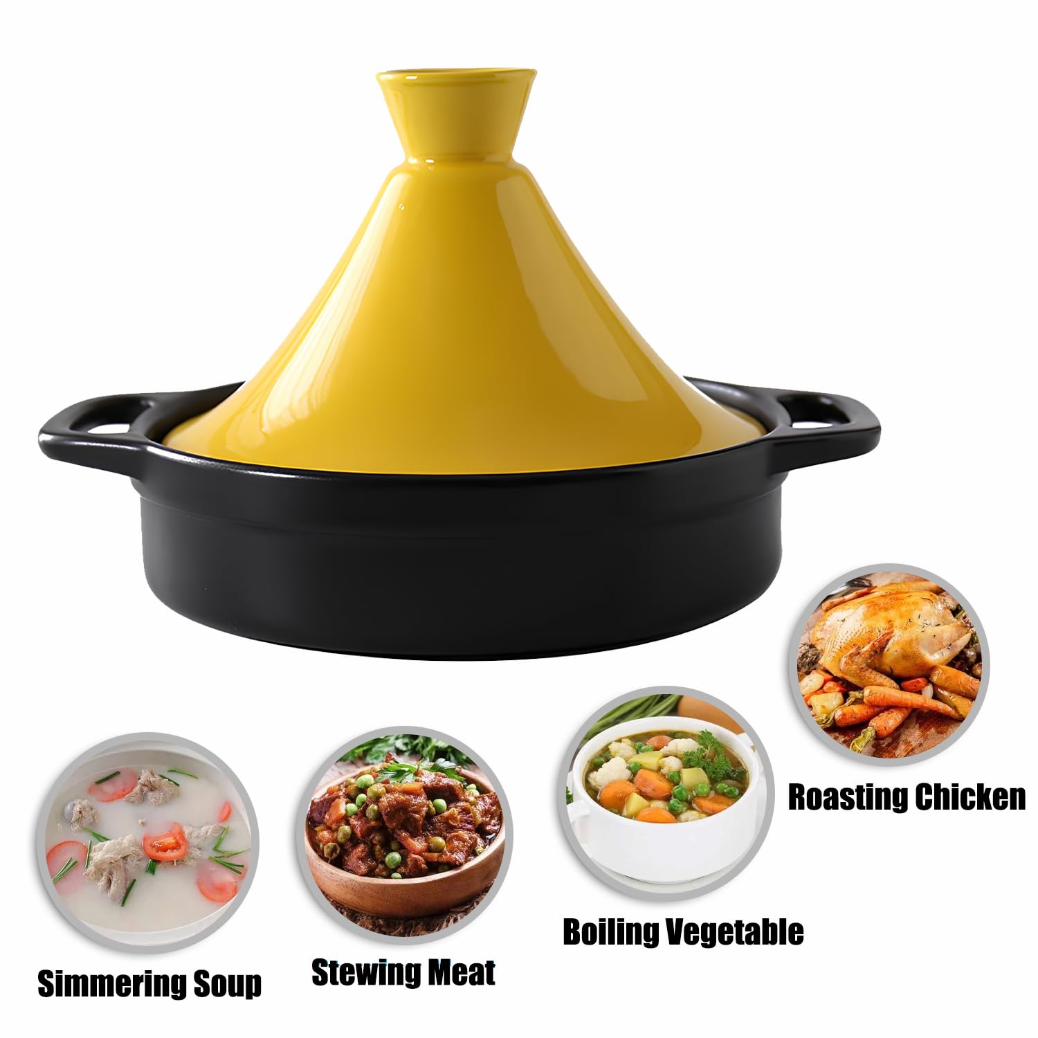 Xgxoz Tagine Cooking Pot, Ceramic Tagine Cookware with Handle, Ceramics Pot Tajine Cooking Cookware Nonstick Saucepan for Home