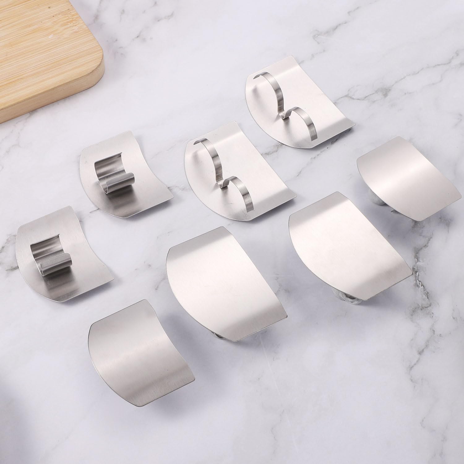 8pcs Stainless Steel Finger Guards, Single & Double-Finger Protector for Cutting Chopping Finger Guard Open-Ring Style Finger Shield for Cutting Aid Kitchen Tool Slicing Dicing Chopping