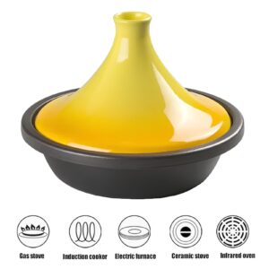 Xgxoz Cast Iron Tagine Pot for Cooking, Enameled Cast Iron Cooking Pot with Enameled Cast Iron Base And Ceramic Lid, Non Stick Tajine Pot Tagine Cooking Pot