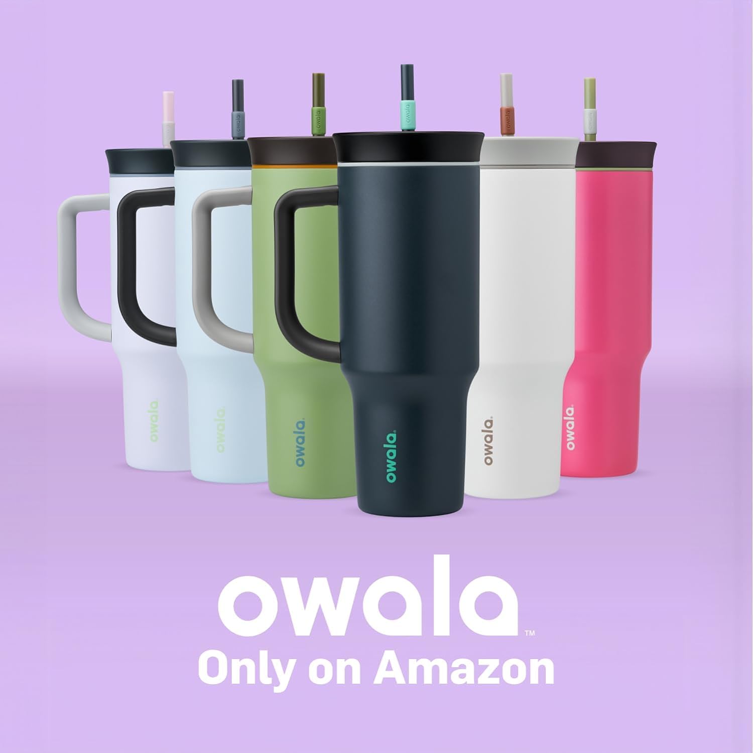 Owala Stainless Steel Triple Layer Insulated Travel Tumbler with Spill Resistant Lid, Straw, and Carry Handle, BPA Free, 40 oz, Dusty Pink (Yoga Rose)