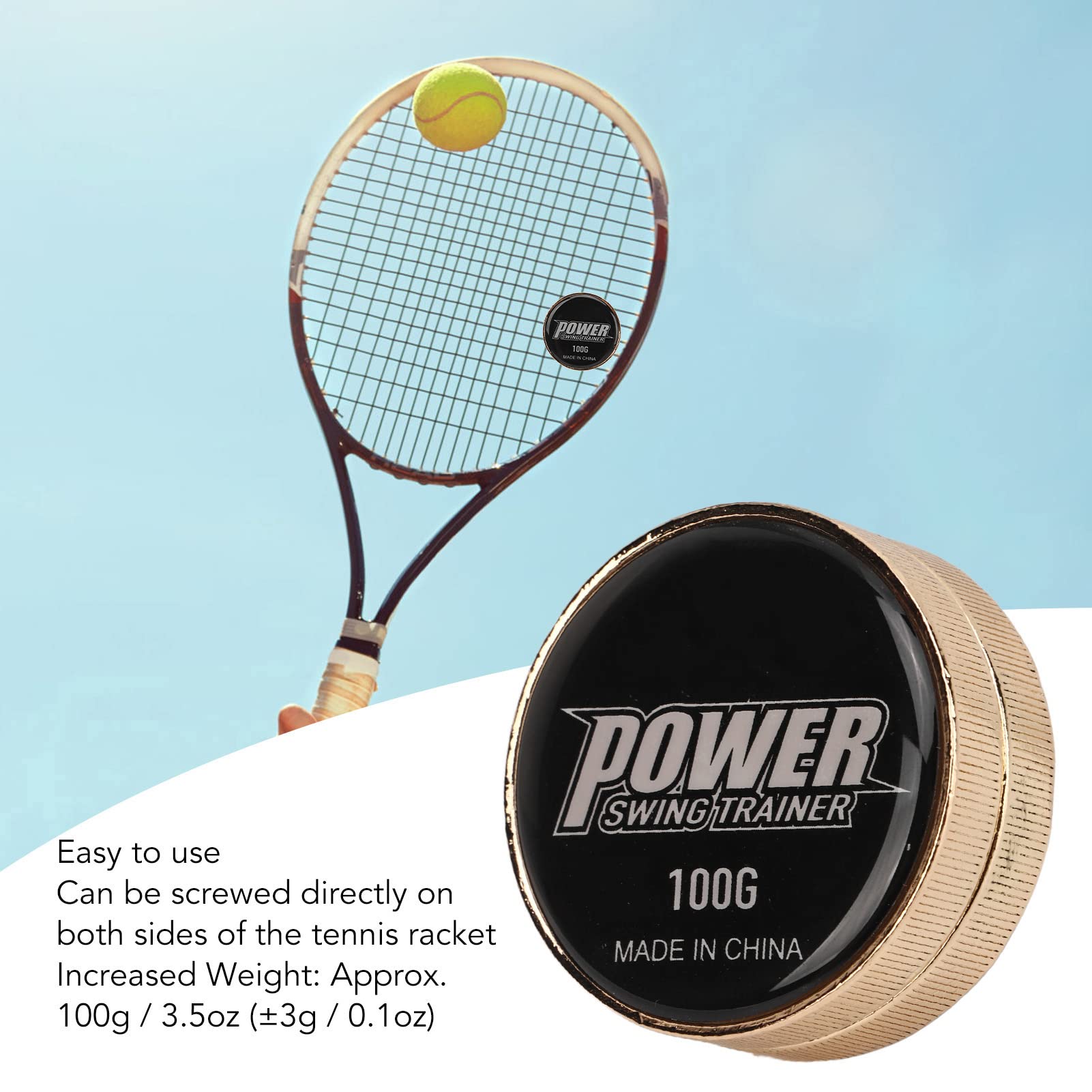 WGFOIP Tennis Racket Swing Weight Training Aid, Increase Hitting Force Correct Motion and Build Muscle Memory with 100g Weight for Fast Swing Speed