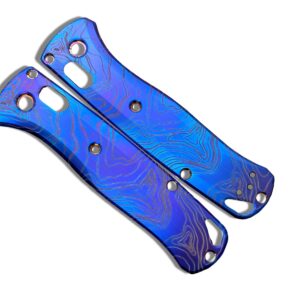 Flamed TOPO engraved Titanium Scales for Benchmade Bugout 535