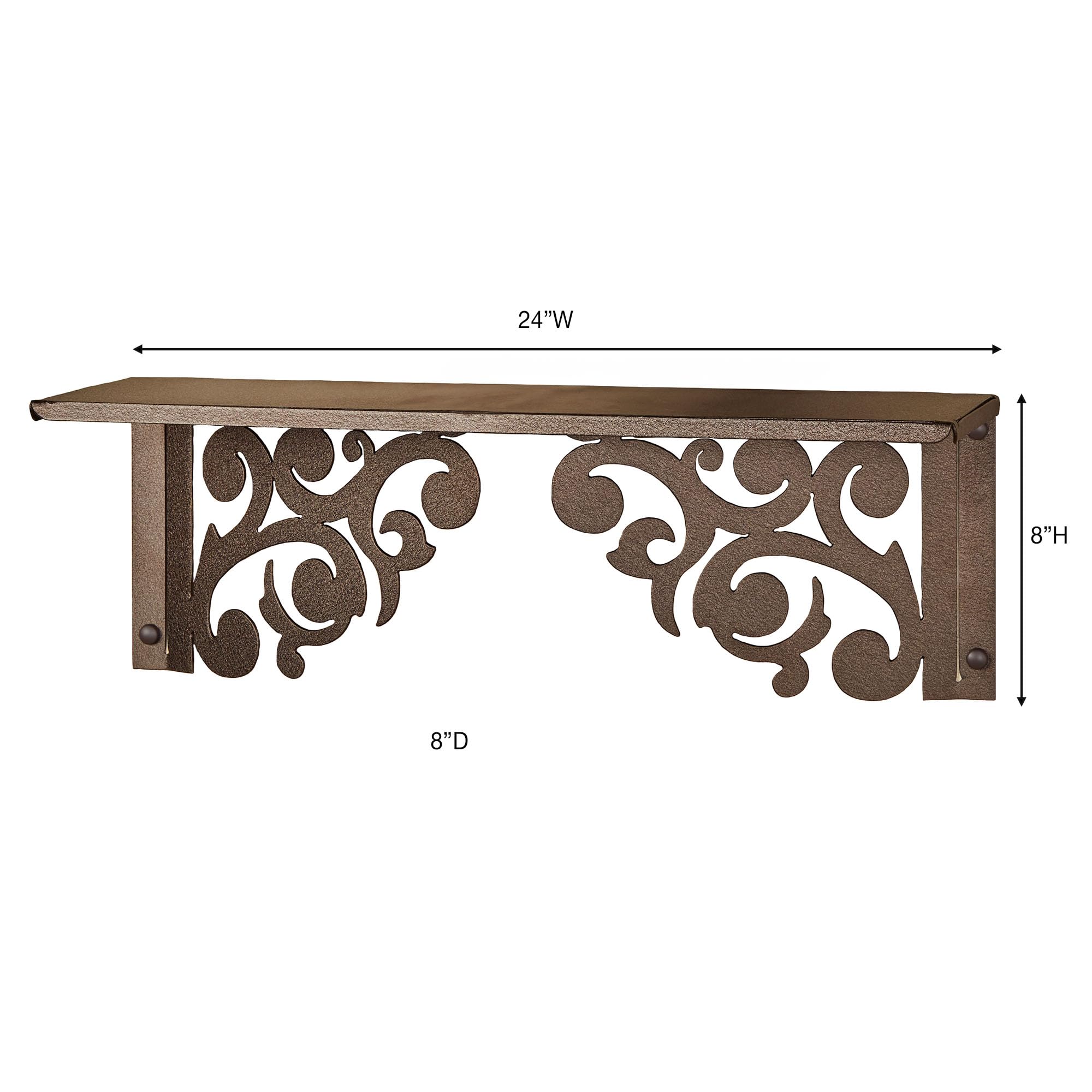 Touch of Class Noble Scrolls Metal Wall Shelf | Bronze | Scrolling Designs | Display Shelves for Bedroom, Living Room, Bathroom, Entryway, Office, Hallway