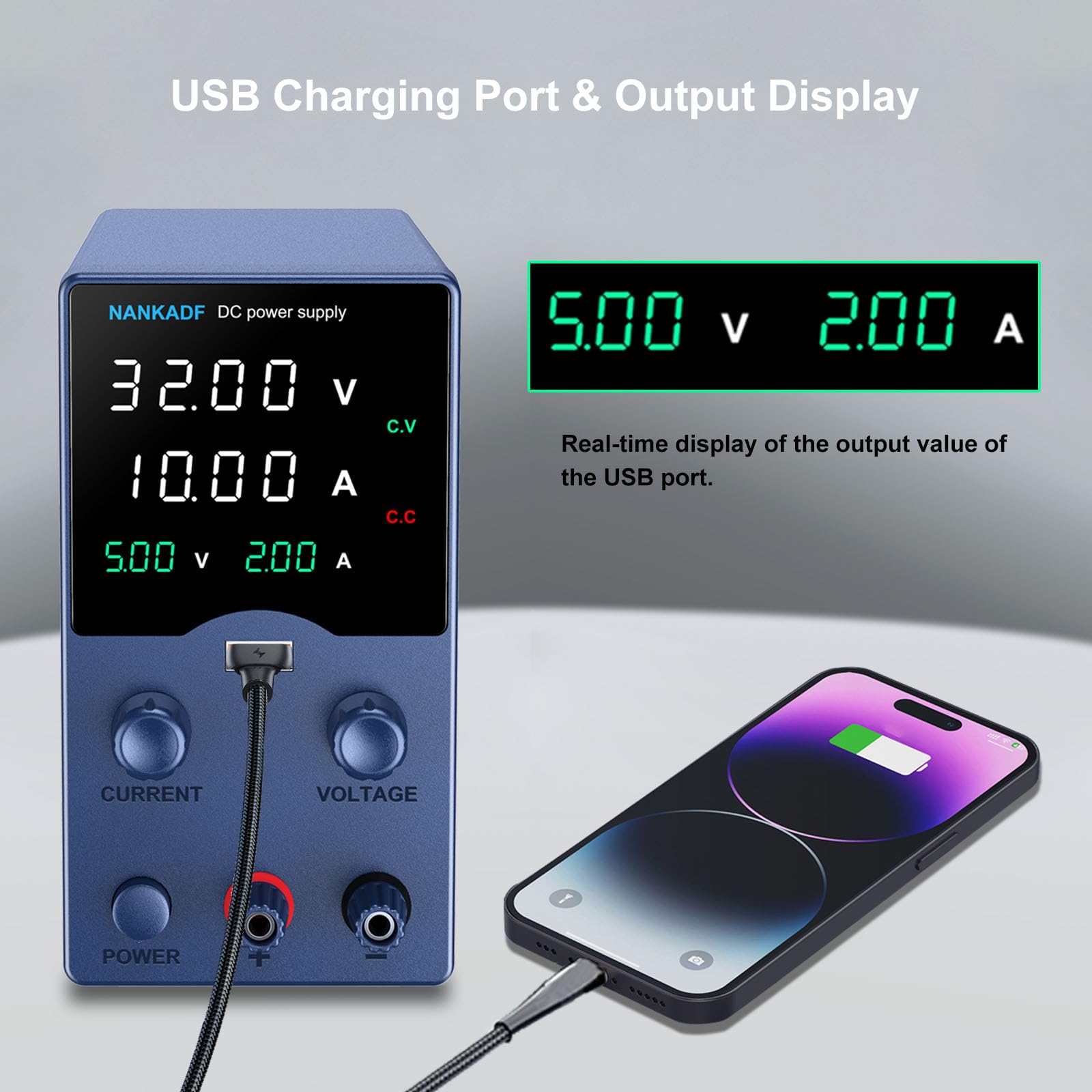 DC Power Supply Variable, Bench Power Supply with Precision Encoder Knob, USB Output Current Display, Adjustable Lab Power Supply with 4-Digits Display & Multi-Layer Circuit Protection (30V 10A)