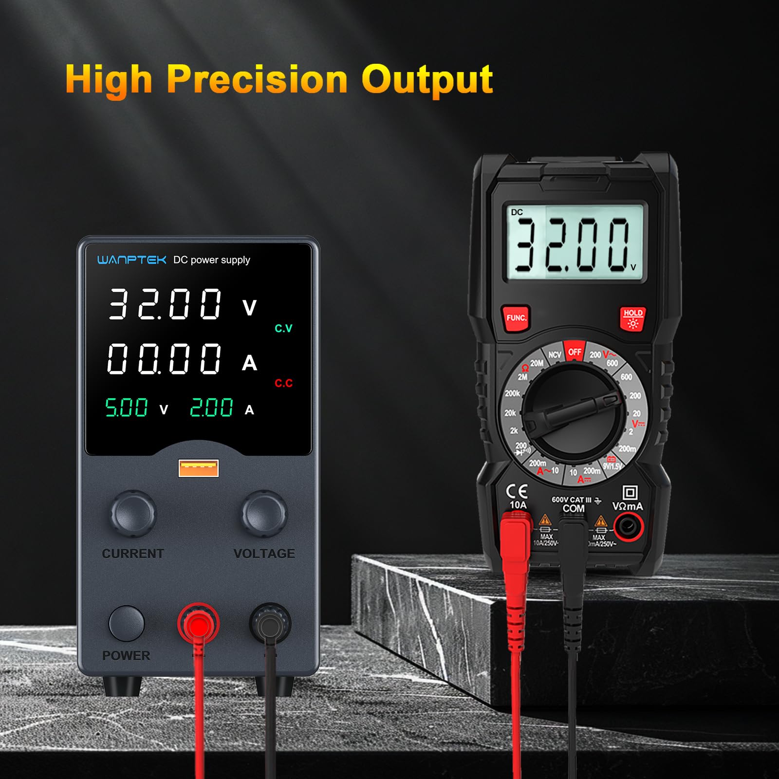 DC Power Supply Variable, Bench Power Supply with Encoder Adjustments Knob, USB Charge Interface, Variable Power Supply with USB Output Current Display, Over-Current Protection (30V 10 Black)